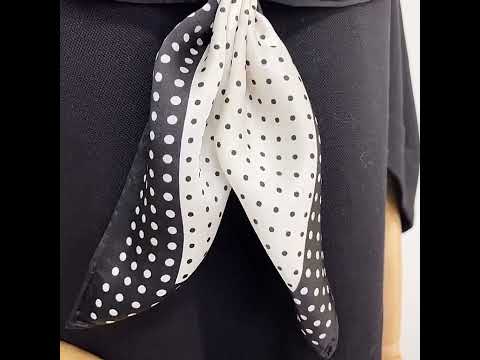 Polka Dot Silk Square Scarf Mulberry Silk Satin Shawl Scarf 35 inch 12 momme